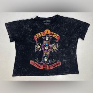 Guns N Roses Appetite For Destruction Crop Graphic T-shirt Women Large Black